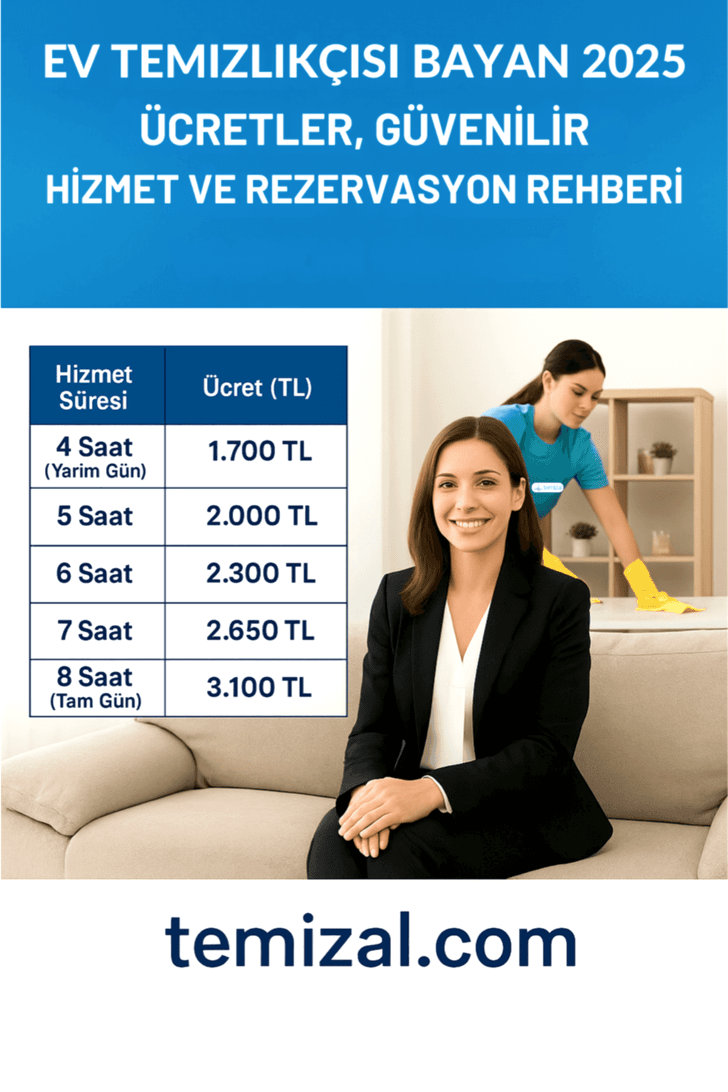 Bayan Temizlikçi Güncel 2025 – Ücretler, Güvenilirlik ve Rezervasyon Rehberi