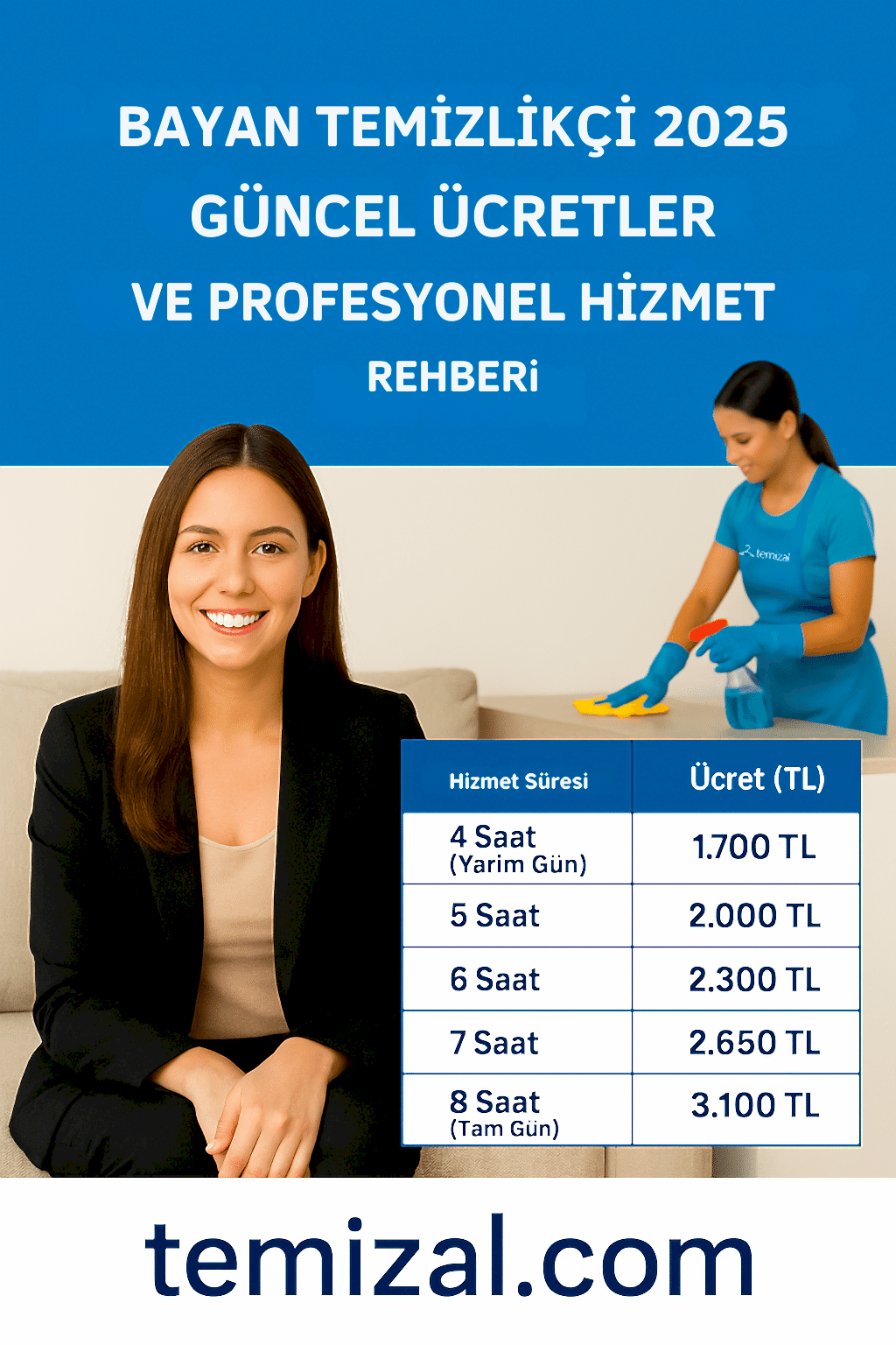 Bayan Temizlikçi 2025 – Güncel Ücretler ve Profesyonel Hizmet Rehberi