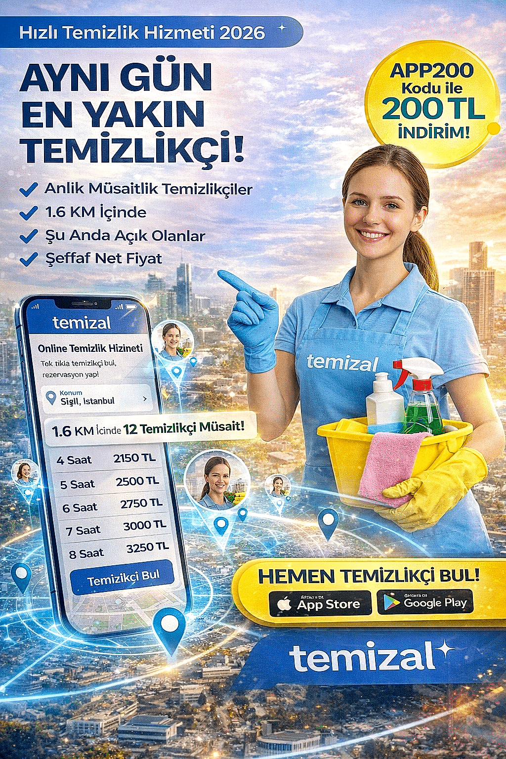 Hızlı Temizlik Hizmeti 2026 – Aynı Gün En Yakın Temizlikçi | Temizal